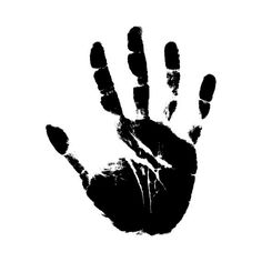 a black hand print on a white background