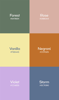 four different colors with the names of each type