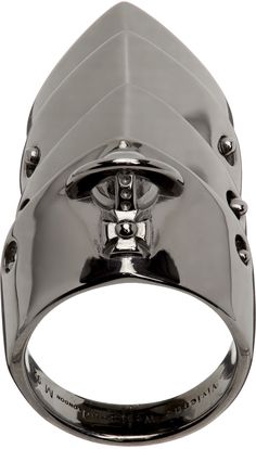 Tiered ring in gunmetal-tone sterling silver. · Logo hardware at face · Logo engraved at inner side Supplier color: Ruthenium Vivienne Westwood Armour Ring, Armour Ring, Vivienne Westwood Ring, Armor Ring, Face Logo, Silver Logo, Funky Art, Hobby Lobby, Online Shopping Clothes