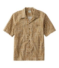 Our men's tropical shirt is extra-soft and breathable to keep you cool on the hottest days. Traditional Fit: Relaxed through the chest, sleeve and waist. 100% cotton. Machine wash and dry. Straight hem with side vents for unrestricted movement. Pigment-dyed fabric has a casual, weathered look. Fabric is lightly peached for extra softness. Spread collar. Imported. | Men's Tropics Shirt, Short-Sleeve Print, Cotton Brown Relaxed Fit Camp Shirt For Summer, Casual Brown Camp Shirt For The Beach, Casual Brown Camp Shirt For Beach, Cotton Camp Collar Top For Beach, Beach Cotton Top With Camp Collar, Brown Camp Collar Tops For The Beach, Brown Camp Collar Top For Beach, Beach-ready Cotton Camp Collar Top, Brown Cotton Camp Collar Top