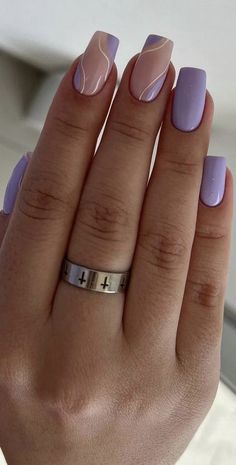 Ongles Gel Violet, Lilac Nails, Purple Acrylic Nails, Purple Nail, Classy Acrylic Nails, Nail Swag