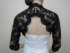 Sale-Black 3/4 sleeve bridal bolero bridal jacket bridal shrug alencon lace bolero jacket wedding bolero jacket keyhole back-was 129.99 Bridal Bolero Jacket, Bolero Jacket Wedding, Lace Bolero Jacket, Wedding Bolero, Bridal Shrug, Wedding Shrug, Bolero Wedding, Bridal Bolero, Lace Bolero