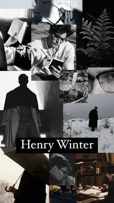 a collage of black and white photos with the words henry winter written below it