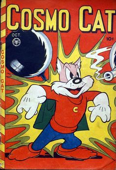 an old comic book cover with a cartoon cat on it's front and side