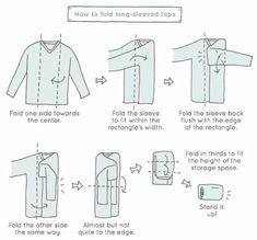 how to fold long - sleeved tops in four easy steps, step by step instructions