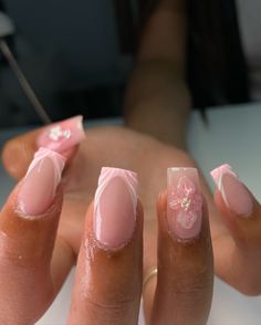 Nail Ideas Summer Pink, Vacation Nail Inspo Square, Summer Nails Baby Pink, Blush Pink Nail Designs, Pink Nails Hoco, Pink Nails Birthday, Summer Nail Inspo Short, Nails Ideas Pink, Nail Inspiration Pink