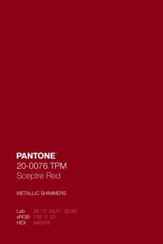 pantone's 20 - 007 / 6pm scepta red metallic shimmers