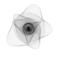 an abstract black and white image with lines in the shape of a flower on a white background