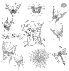 some butterflies and a fairy sitting on top of each other