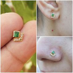 14K Gold Genuine Emerald And Diamond Piercing Indian Nose Ring , May Birthstone Piercing , Stud Nose Pin GEMSTONE DETAILS : ✦ Gemstone : Emerald ✦ Gemstone Type : Natural ✦ Gemstone Size : 3 mm ✦ Gemstone Shape : Triangle ✦ Number of Gemstones : 1 ✦ Gemstone Weight : 0.20 Carat ✦ Gemstone Grade : AAA DIAMOND DETAILS : ✦ Diamond Type : Natural ✦ Diamond Size : 1 MM ✦ Diamond Color : G-H ✦ Diamond Clarity : Slightly included ✦ Diamond Cut : Excellent ✦ Diamond Weight : 0.5 Carat METAL DETAILS : ✦ Metal : 14K/18K Gold ✦ Metal Color : Yellow / White / Rose Gold ✦ Setting : Prong Setting ✦ Box : Yes SHIPPING DETAILS : ✦ Production time : 3-4 days ✦ Delivery time : 7-8 days ✦ Expedited shipping : Available ✦ Expedited shipping service : UPS ✦ Expedited shipping time : 5 days ✦ Expedited shipping Real Diamond Earrings, Indian Nose Ring, Rainbow Sapphires, Emerald Gemstone, White Rose Gold, Diamond Sizes, Real Diamonds, Pink Sapphire, Jewelry Earrings Studs