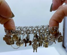 Silver charm bracelet with charms , 8 inches long, very unique. Free gift box, gift bag and free usps priority shipping. Bracelet With Charms, Silver Charm Bracelet, Old Jewelry, Box Gift, Arm Candy, Charm Bracelets, Silver Charms, Shopping List, Free Gift