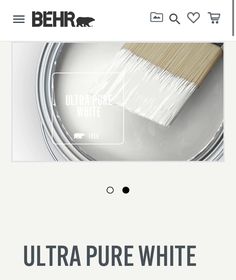 the homepage for behr's ultra pure white paint