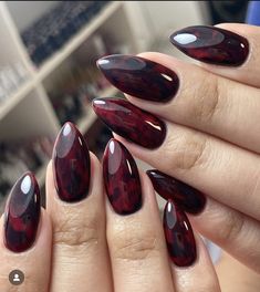 Vampy Nails, Fall Nail Art Ideas, Vampire Nails, Dark Red Nails, Gothic Nails, Goth Nails, Animal Print Nails, Dark Nails