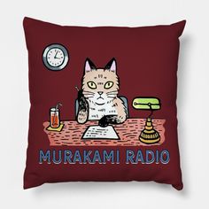 haruki Murakami Cats -- Choose from our vast selection of throw pillows to match with your desired size to make the perfect custom pillow. Pick your favorite: Movies, TV Shows, Art, and so much more! Available in extra small, small, medium, large. For beds, couches/sofas, love seats, and chairs. Perfect for decoration. Haruki Murakami, Pillow Design, Custom Pillow, Custom Pillows, Love Seat, Favorite Movies, Tv Shows, Throw Pillows, Pillows