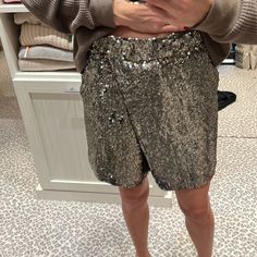 Phillip Lim Sequin Skirt Chic Short Party Skirt, Chic Sequined Shorts For Spring, Chic Party Skort (shorts Skirt), 3.1 Phillip Lim, Phillip Lim, Sequin Skirt, Brown And Grey, Womens Shorts, Street Style