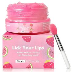 Amazon.com : Lick Your Lips Watermelon Sugar Scrub for Dry, Cracked and Dark Lips – Organic Lip Scrubs Exfoliator and Moisturizer with Lip Brush – Vegan, Cruelty-Free Lip Care Product (20g) : Beauty & Personal Care Watermelon Lip Scrub, Overnight Lip Mask, Lip Lightening, Dry Cracked Lips, Korean Lips, Lip Care Routine, Berry Lips, Tongue Health