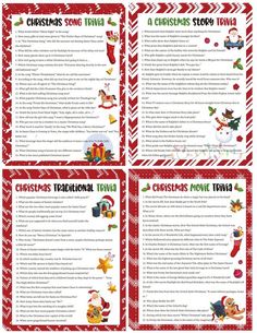 four christmas trifolds with santa's sleigh and other holiday items