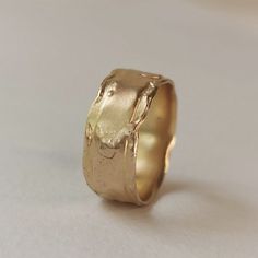 Rustic Gold Jewelry, Rustic Gold Wedding, Organic Gold Ring, Melted Gold, Organic Engagement Rings, Lost Wax Jewelry, Textured Gold Ring, Gold Ring Unique, Hammered Gold Ring