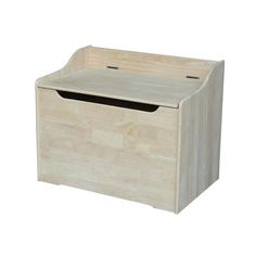 a large wooden box with two compartments on the front and one door open to reveal a storage compartment