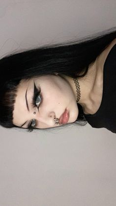 Goth Eyebrow Shapes, Black Metal Aesthetic, Emo Women, Metal Aesthetic, Eyebrow Shapes, Soft Makeup Looks, Septum Piercings