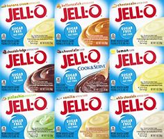 jello ice cream is shown in many different flavors, including chocolate and vanilla flavor