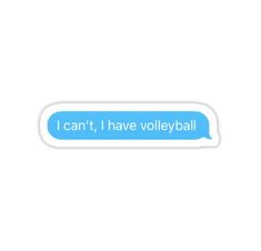 a blue sticker with the words i can't, i have volleyball on it