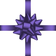 a large purple bow on top of a white cross shaped object with one end pointing upward