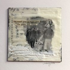 an altered photograph with words and pictures on it