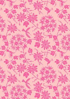 pink flowers and leaves on a light pink background