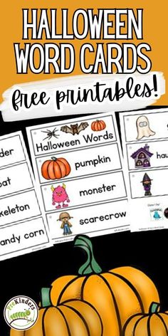 halloween word cards for free printables with pumpkins and ghostes on them