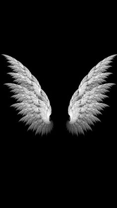 an image of two white angel wings on a black background with the text i love you