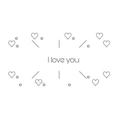 the words i love you written in black and white on a white background with hearts