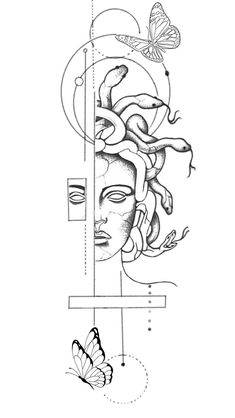 Medusa Tattoo Ribs, Medusa Sketch Tattoo, Madusa Drawings Simple, Easy Medusa Drawing, Medusa Chest Tattoo Female, Medusa Tattoo Aesthetic, Medusa Underboob Tattoo, Medusa Doodle, Medusa Tarot Card Tattoo