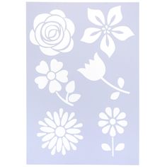 the stencil sheet has flowers and leaves on it, as well as one flower