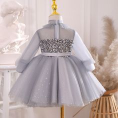 Birthday Princess Dress, Baby Gril, Girls Birthday Party Dress, Baby Dress Design, Party Dress Long Sleeve, Frocks For Girls, Long Sleeve Sequin, Birthday Party Dress