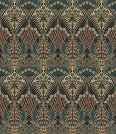 Sample Marina Palm Wallpaper in Daydream Grey Papier Peint Art Nouveau, Dragonfly Wallpaper, Victorian Era Homes, Aegean Blue, Deco Wallpaper, Motif Art Deco, Blue Clay, Art Deco Movement, Art Deco Wallpaper