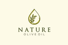 the logo for nature olive oil, with an olive branch on it's side