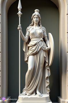 a statue of a woman holding a staff