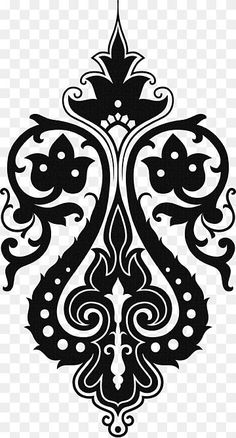 a black and white ornamental design with swirls on the side, transparent background png