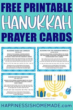 the printable hanukkah prayer cards