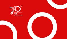 two circles on a red background with the words 20th anniversary psh written in white