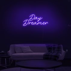 'Day Dreamer' Neon Sign - Nuwave Neon Dreamer Neon Sign, Purple Bedroom, Abstract Cloud, Romanticizing Life, Snap Quotes