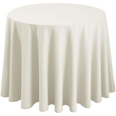 a white round tablecloth on a white background with no people in the room around it