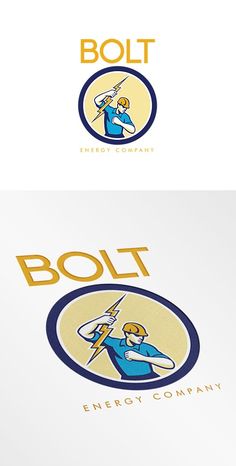 Bolt Energy Company Logo by patrimonio on @creativemarket Energy Company Logo, Power Lineman, Realistic Photos, Human Logo, Energy Companies, Male Man, Construction Worker