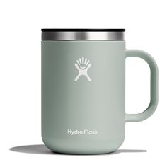 the hydro flask mug is shown in light green