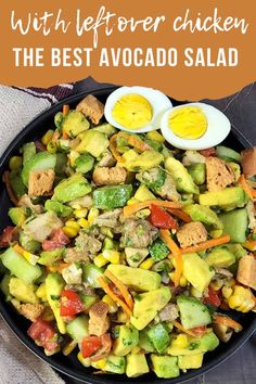 the best avocado salad with two hard boiled eggs and croutons in it