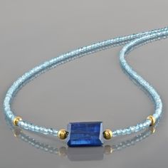 "Natural Kyanite Gemstone beads necklace with Apatite  Shape- Round faceted  Size- 2.5MM Apatite ,8MM Approx. Kyanite  Length- 45CM Metal- Pure 925 Sterling Silver  Handmade Beads Necklace Christmas, Birthday, Anniversary Gift  Customization Available / IF YOU have any question, please post into \"Customer Questions & Answers\" below the \"Product specifications\", we will update you there. * 【BEAUTY FOR YOUR DECORATION】Every single bead has been manufactured in the highest of process standards; Sundance Jewelry, Single Bead, Beaded Jewels, Fine Silver Jewelry, Handmade Beaded Necklaces, Gemstone Beaded Necklace, Handmade Beads, Keep Jewelry, Beads Necklace