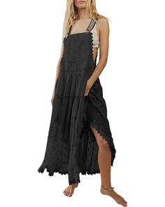 PRICES MAY VARY. Title: Gacaky Summer Dress for Women Casual Floral Embroidered Bohemian Dress Adjustable Straps Bib Maxi Flowy Dress with Pockets Black Medium. Product Type: Departments Bohemian Embroidered Dress, Lace Embroidery Dress, Bib Dress, Sleeveless Skirt, Flowy Maxi Dress, Lace Embroidery, Scalloped Lace, Embroidery Dress, Overall Dress