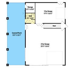 the floor plan for this house shows the garage and living area, as well as the pool