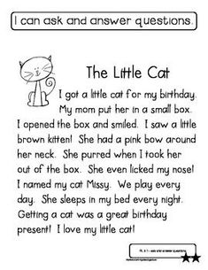 the little cat poem is shown in black and white